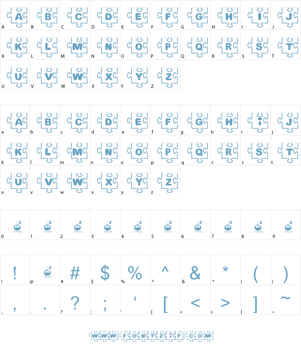 Fonts Bomb JiGSAW Font Character